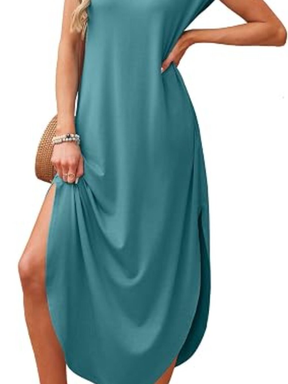 Summer Maxi Dresses for Women Cap Sleeve Long Sundress with Pockets | Casual Ts - Picture 3 of 4